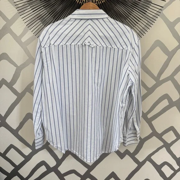 AYR The Deep End Button Down Shirt in white with blue stripes, M - Picture 2 of 6